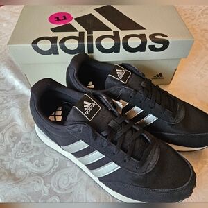 Adidas Run 60s 3.0 IE3806 Ladies Size 11, Black with White Adidas Stripes, NWT